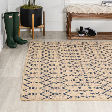 Ourika Moroccan Geometric Textured Weave Indoor/outdoor Area Rug